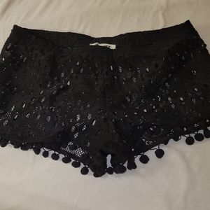 Black knit swim cover up shorts